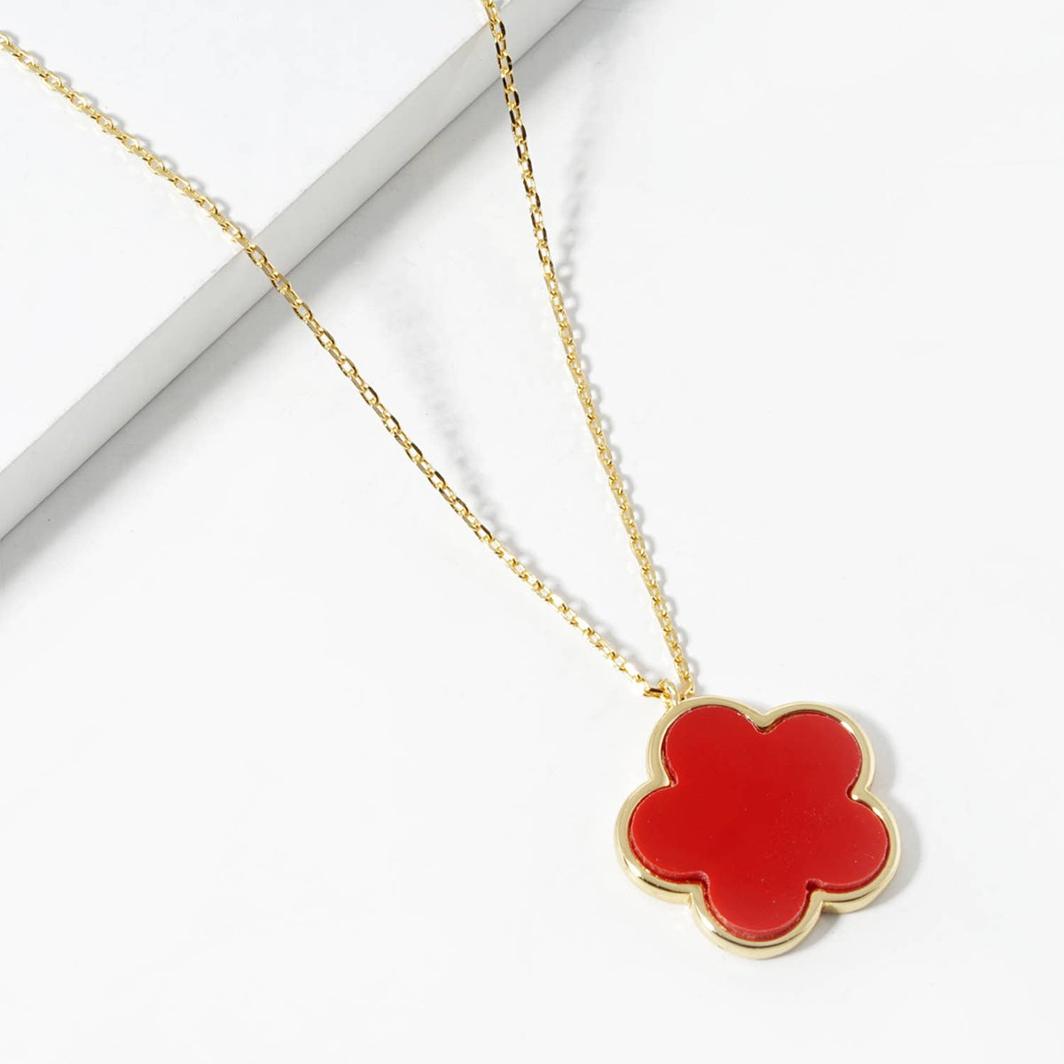 Mini Enamel and Shell Flower Pendant Necklace