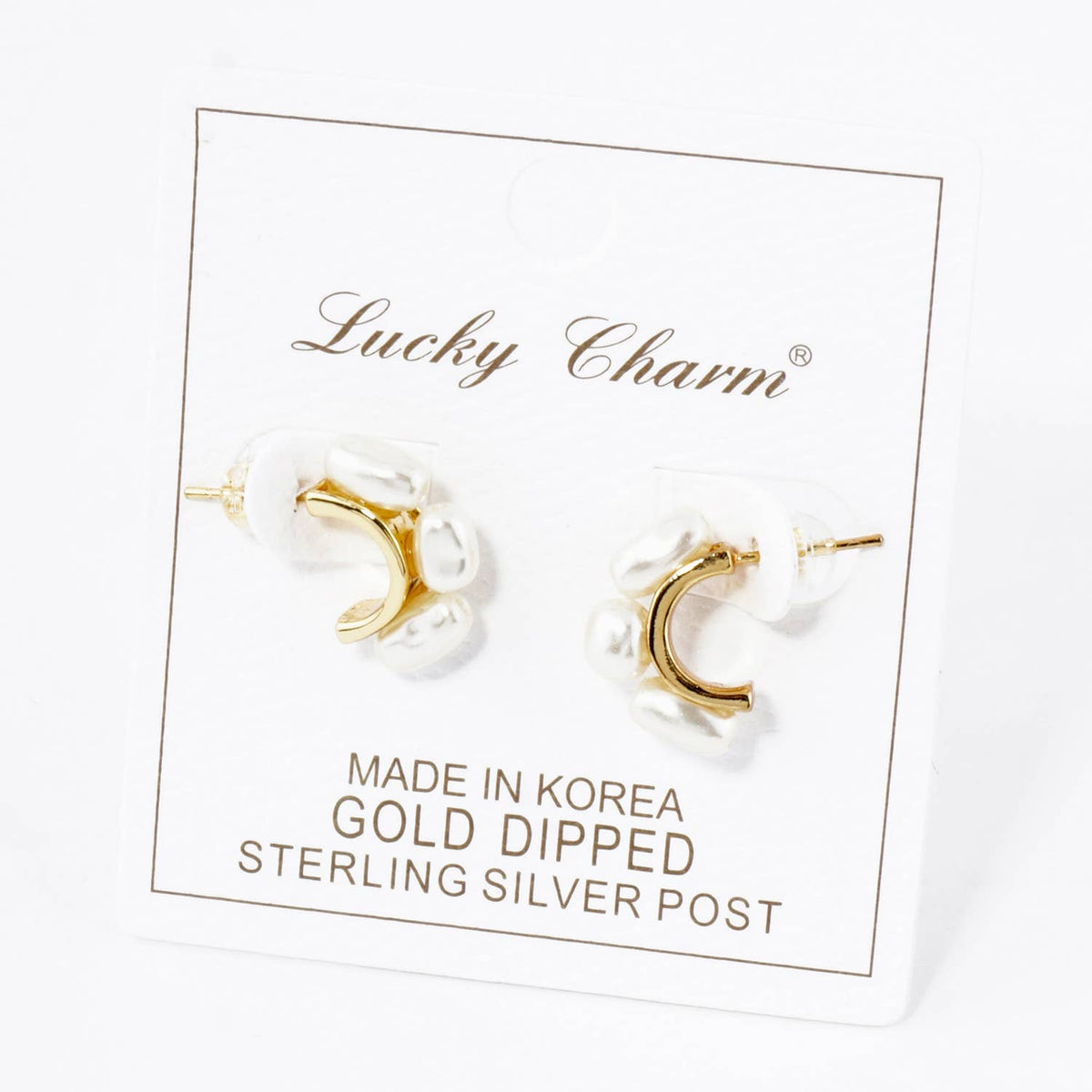 Three Freshwater Pearl 15mm Hoop Earrings / 18K Gold Dipped