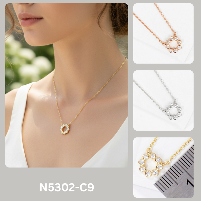 Minimalist Bezel-Set CZ Open Circle Pendant Necklace