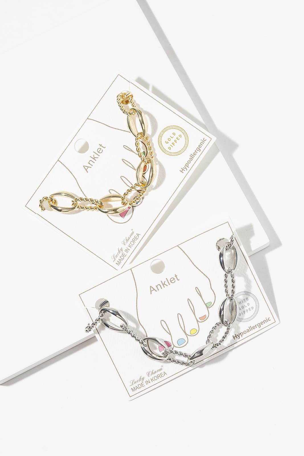 14K Gold Dipped Hypoallergenic Twisted & Polished Chain Ankl