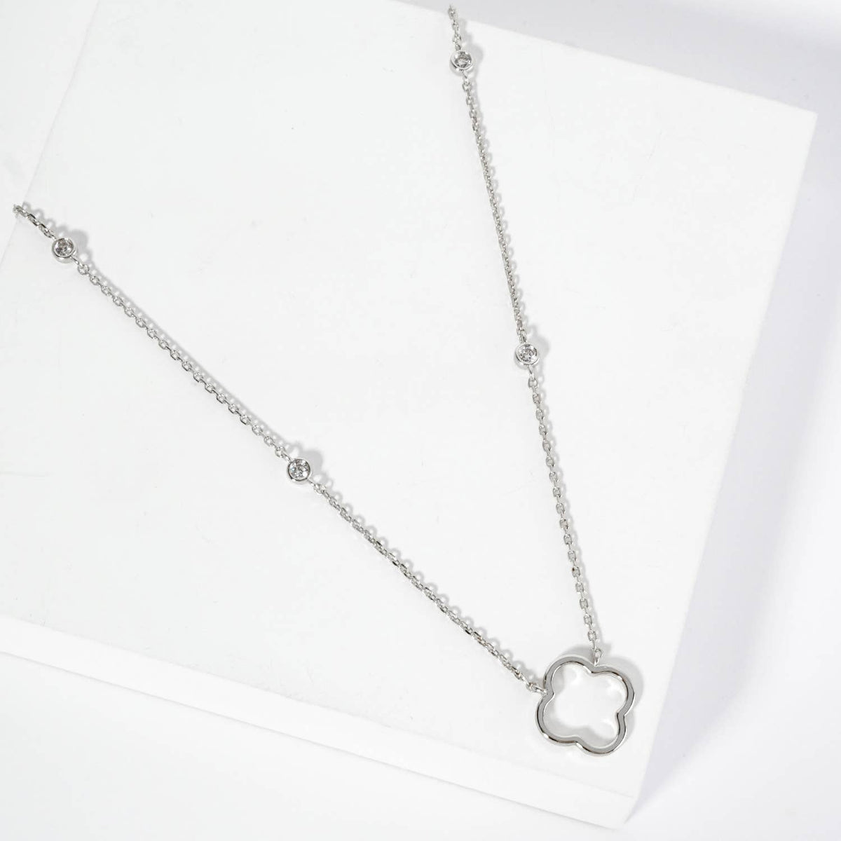 18K Gold Dipped Quatrefoil Cutout Pendant Necklace