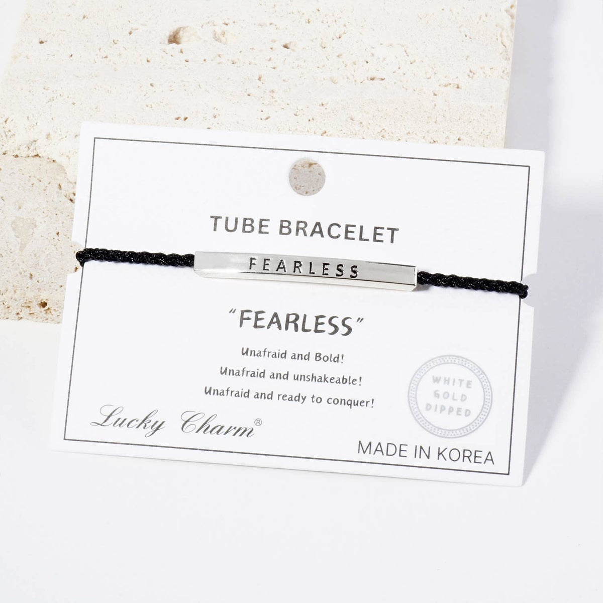 Inspirational Messages "Fearless" Tube Bar Bracelet