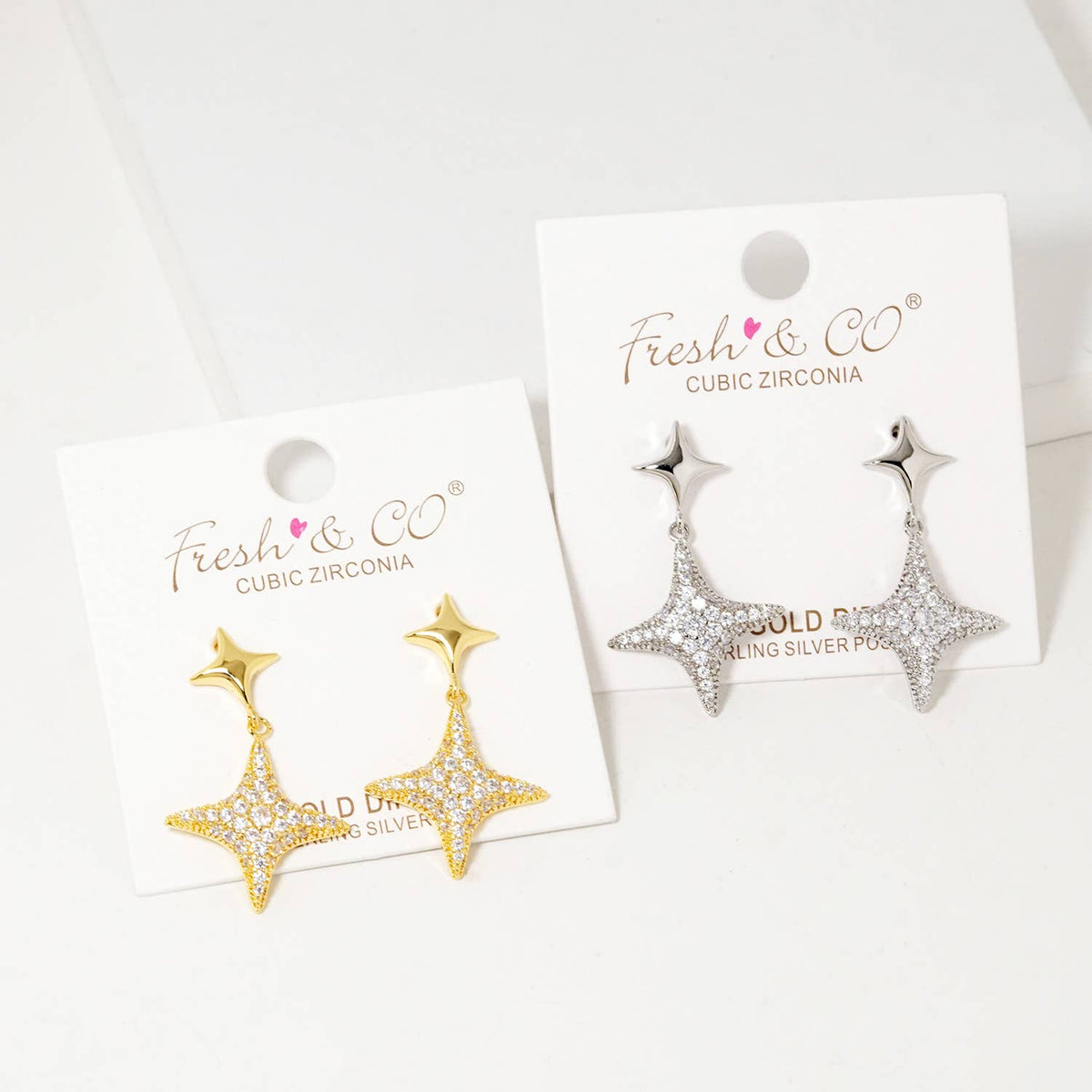 Celestial Star Pave Drop Earrings