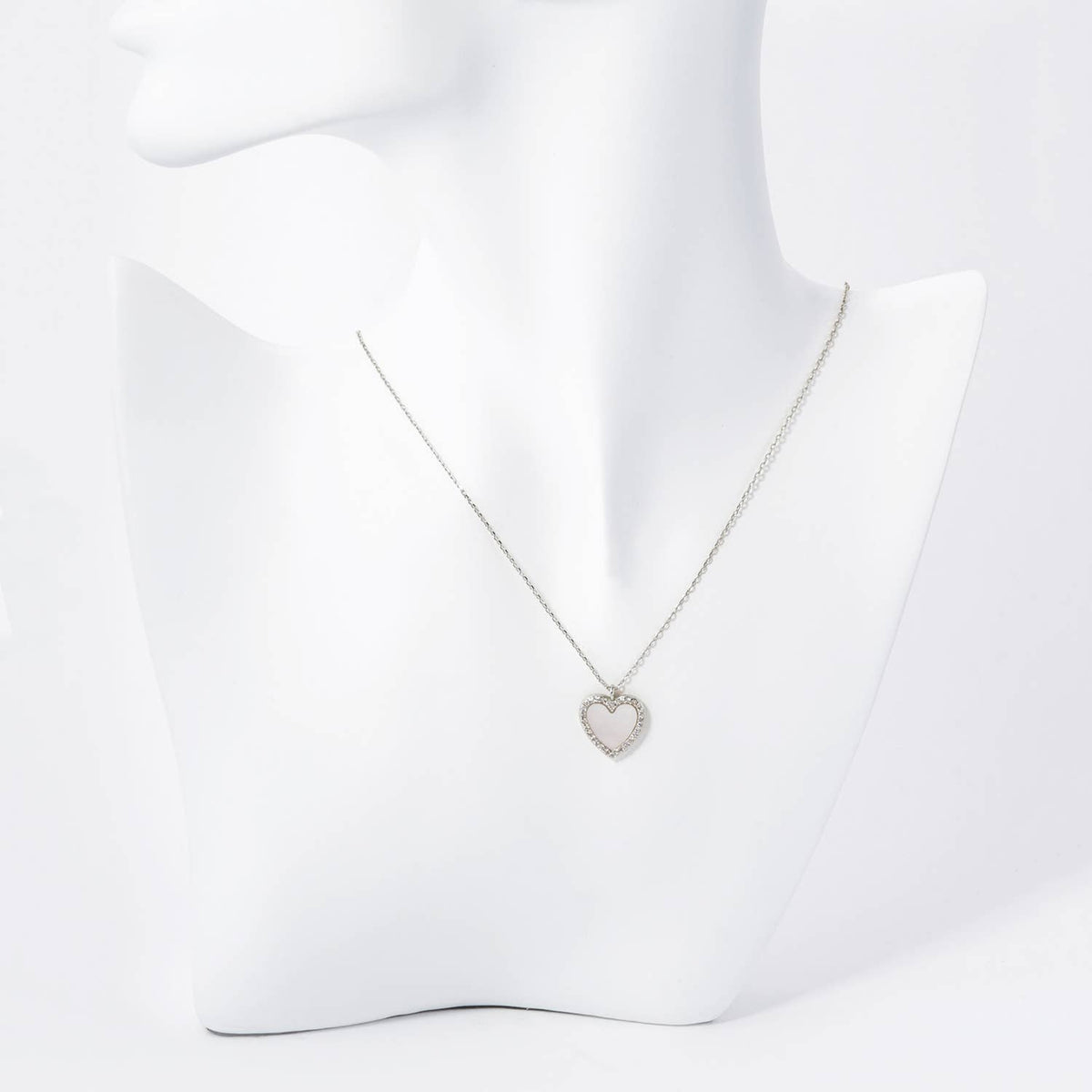 18K Gold Dipped 13mm Pave Set Cubic Zirconia Heart Necklace