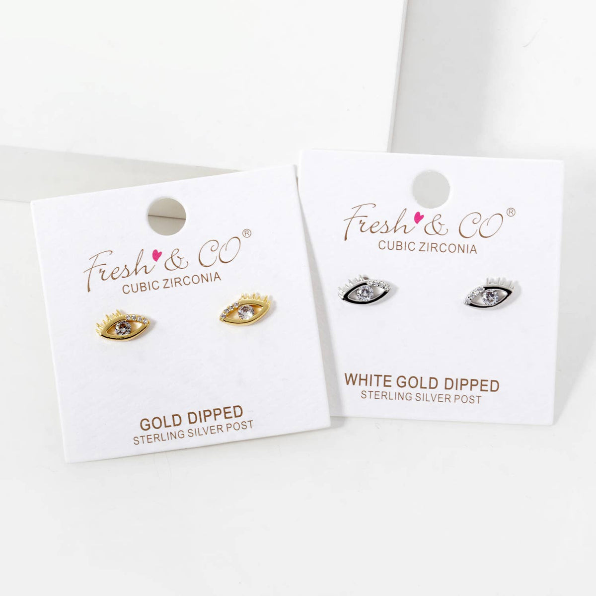 Gold Tone Cubic Evil Eye Charm Earrings