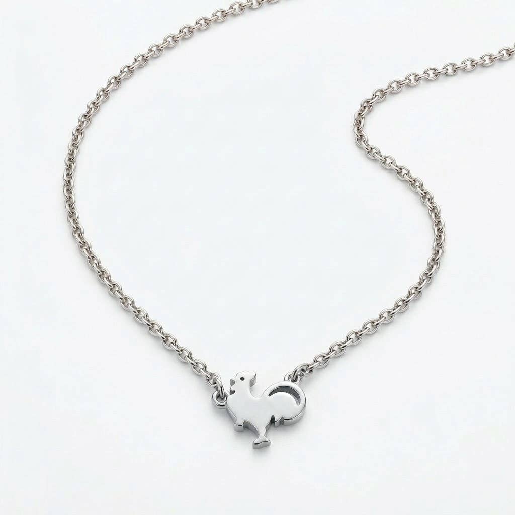 Minimalist Rooster Pendant Necklace