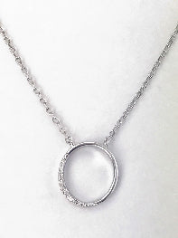 Minimalist Pave CZ Circle Pendant Necklace