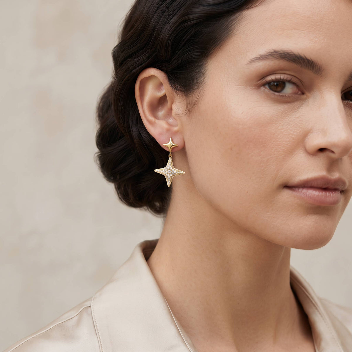 Celestial Star Pave Drop Earrings