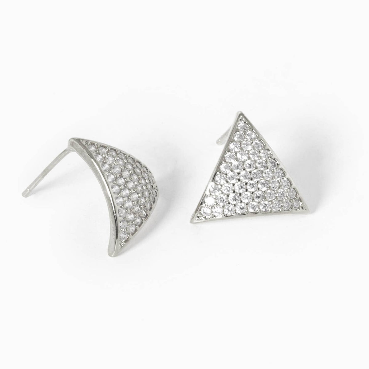 Dainty Pave Triangle Stud Earrings