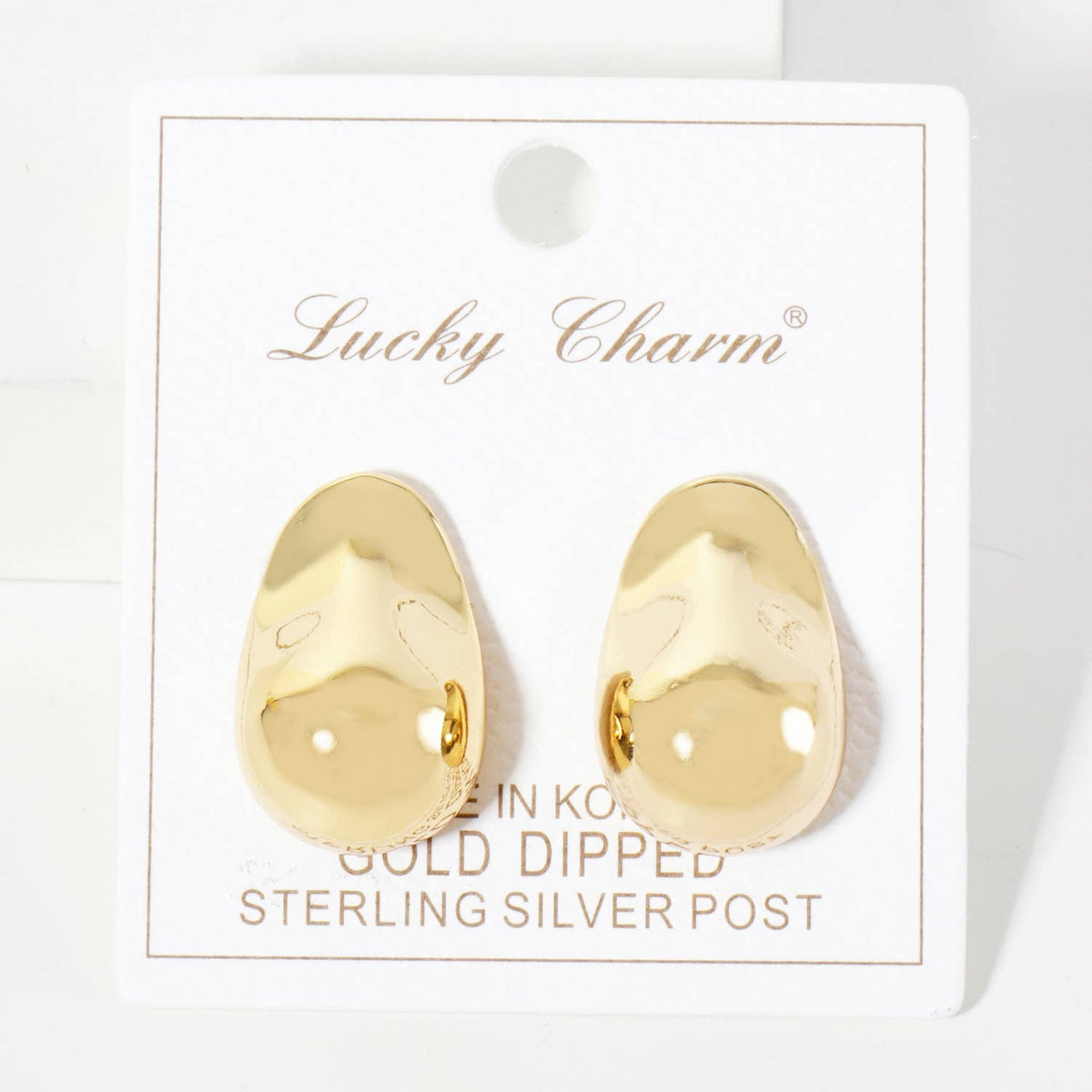 Polished Brass Hand-Crushed-Texture Post Earrings