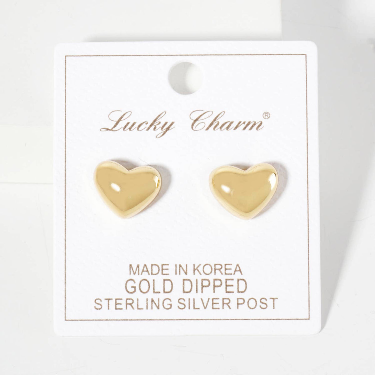 Polished Brass Heart-Shaped Stud Earrings