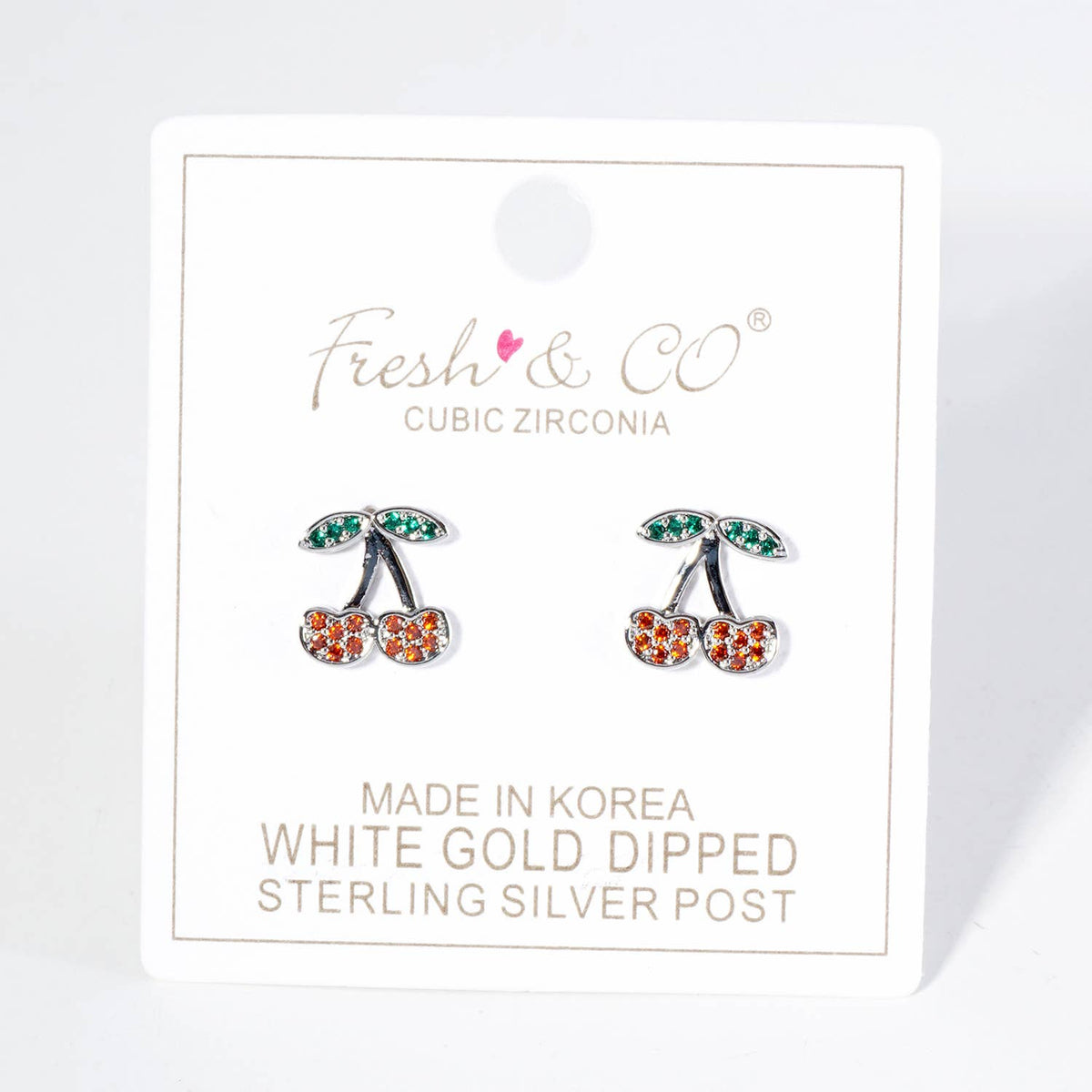 Cubic Zirconia Cherry Stud Earrings