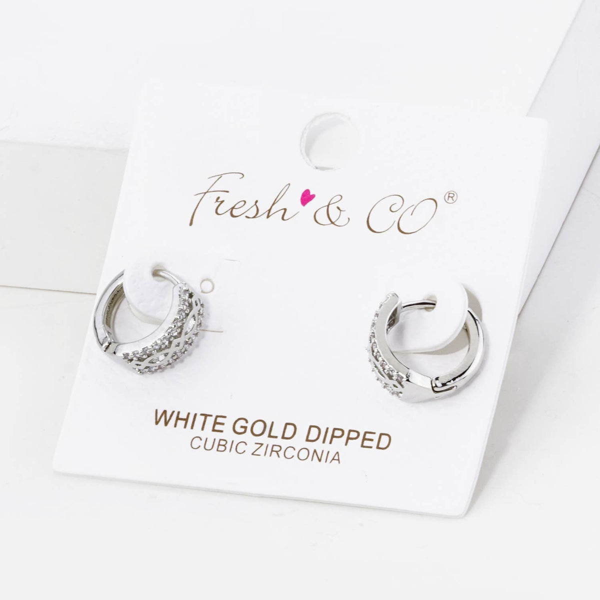 FILIGREE MICRO PAVE SET CUBIC ZIRCONIA 12MM HUGGIE HOOP