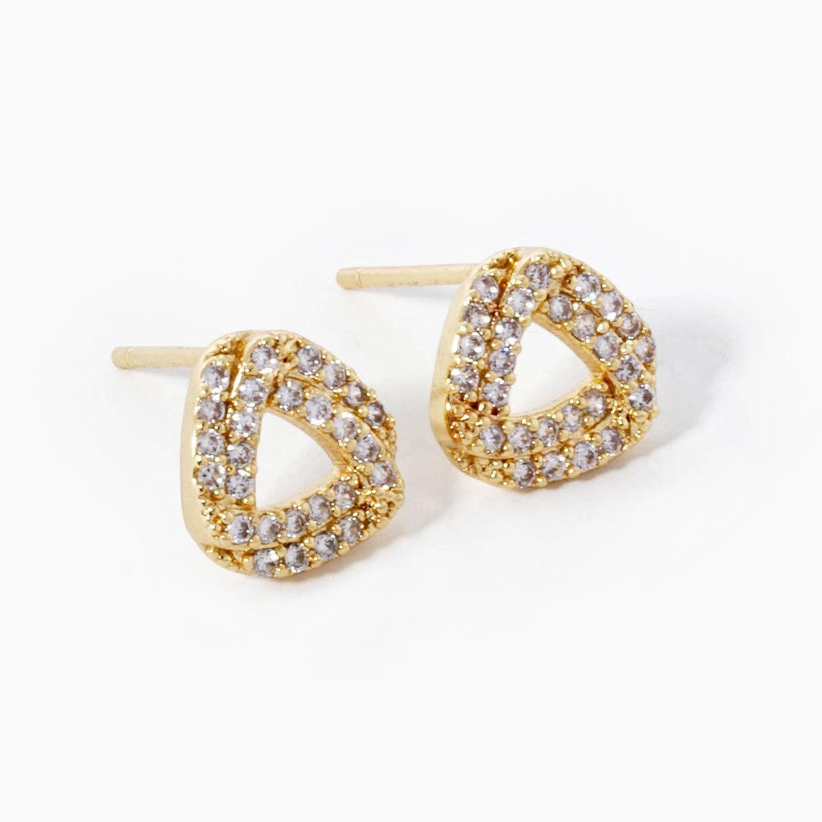 Gold Plated Curved Triangle Stud Earrings