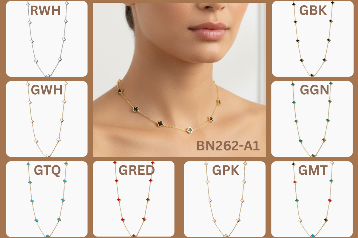 Elegant Clover Station Motif Necklace