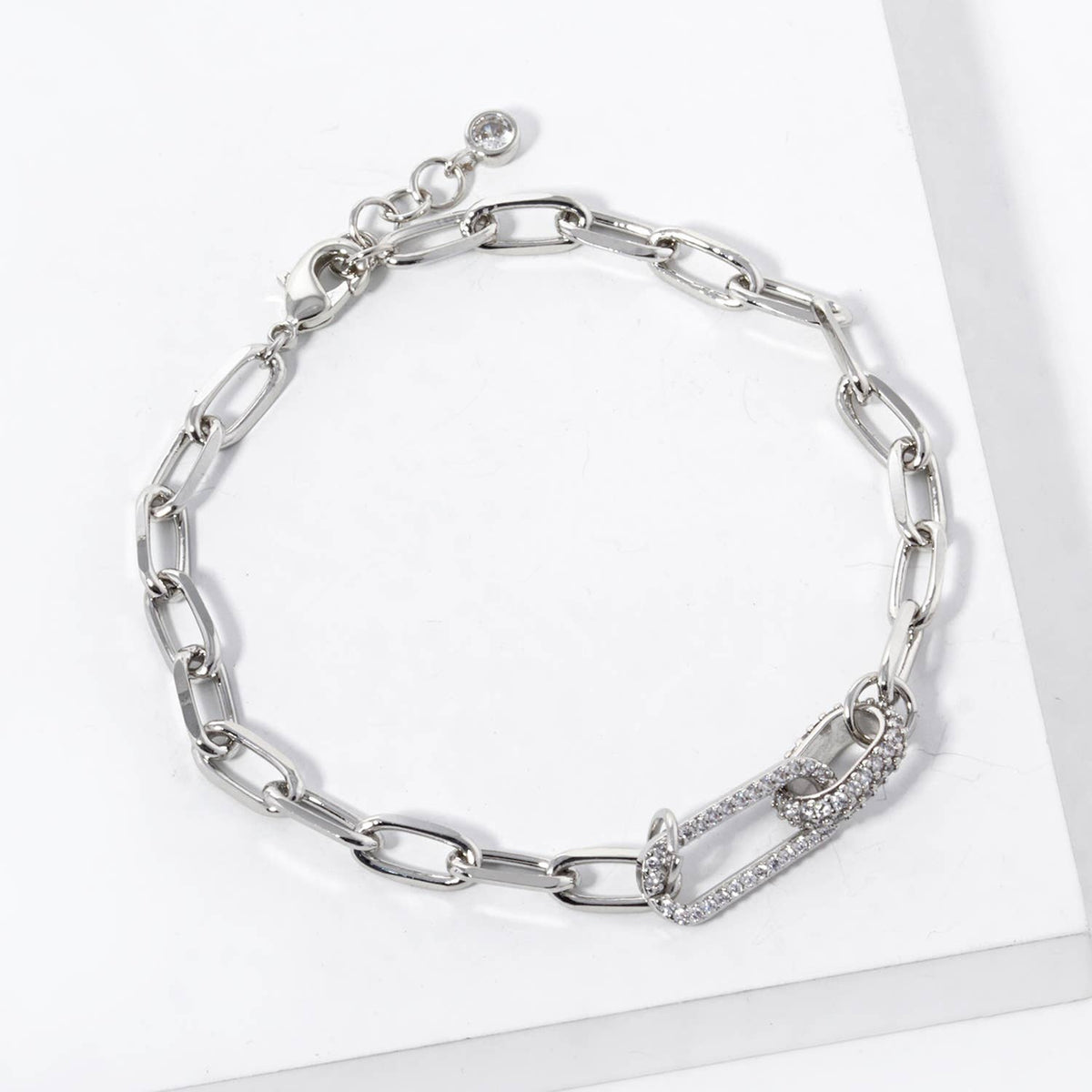 Cubic Zirconia Pave Link Chain Bracelet