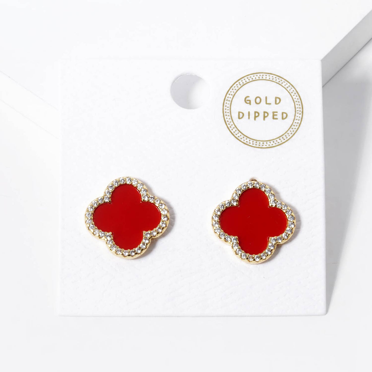 Dainty Clover Pavé Cubic Zirconia Stud Earrings