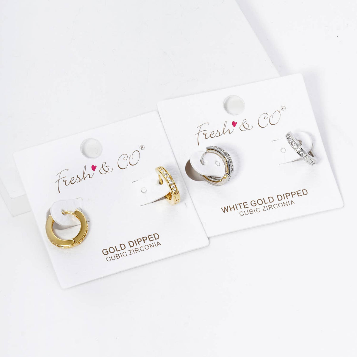 CUBIC ZIRCONIA 12MM HUGGIE HOOP EARRINGS