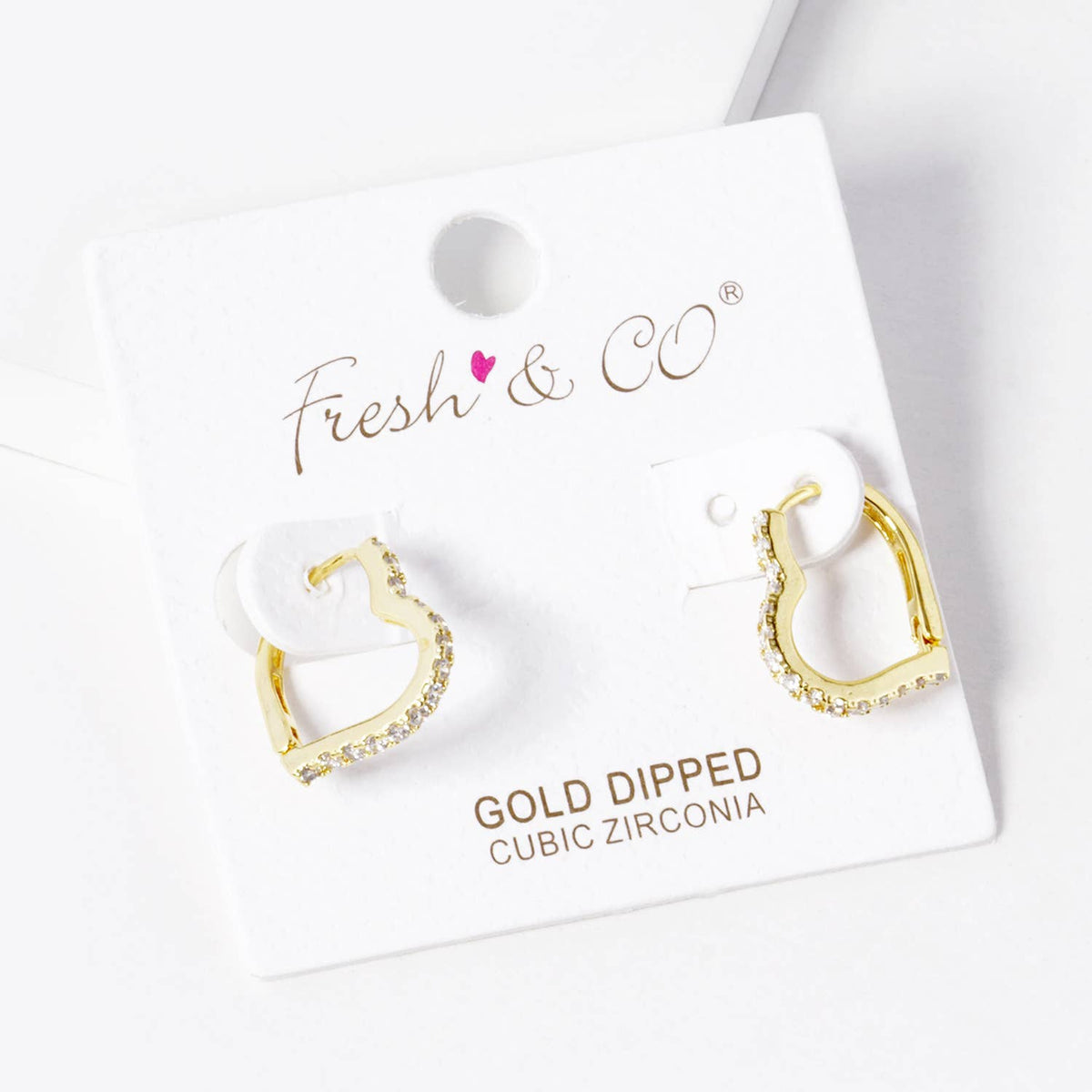 Dainty Pave Heart Huggie Hoop Earrings
