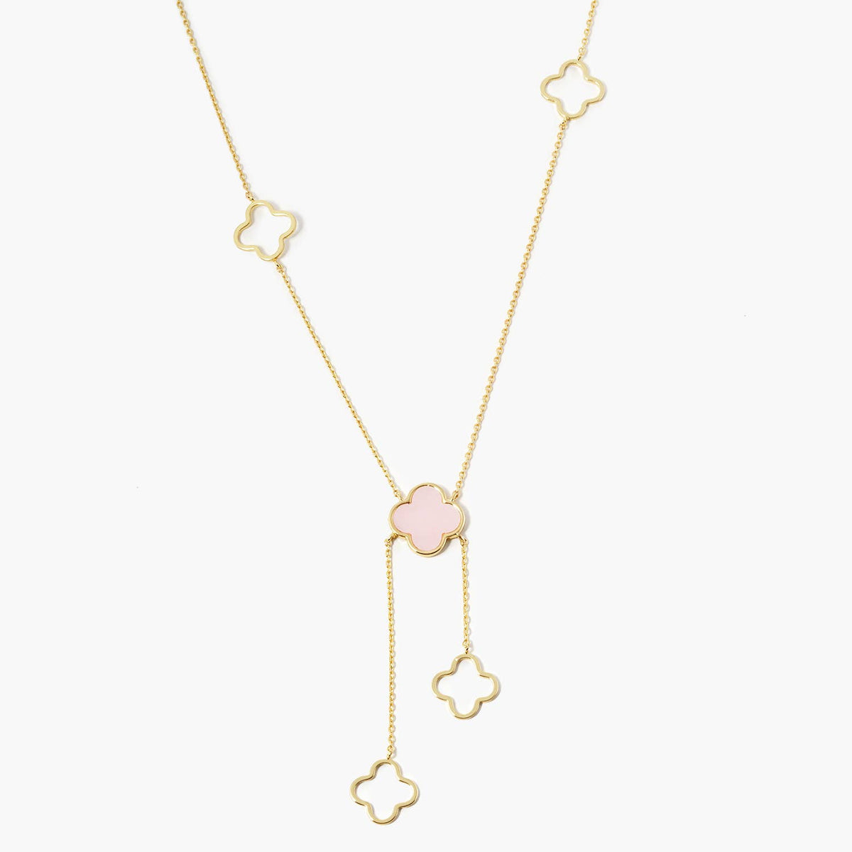 Minimalist Clover Y-Necklace with Dangle Charms