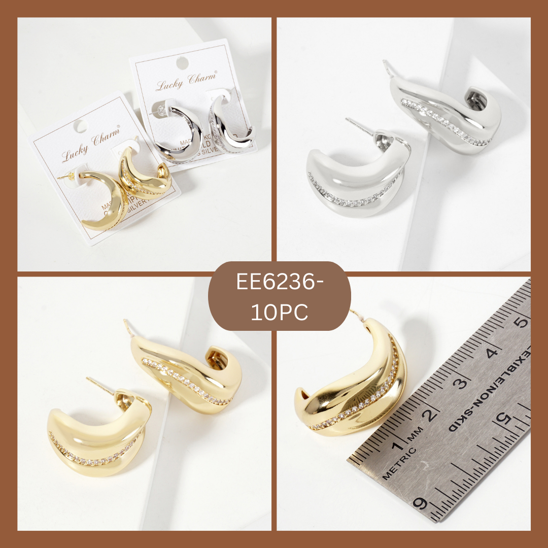 Along the Curve Single-Row 30mm Organic Hoop Earrings