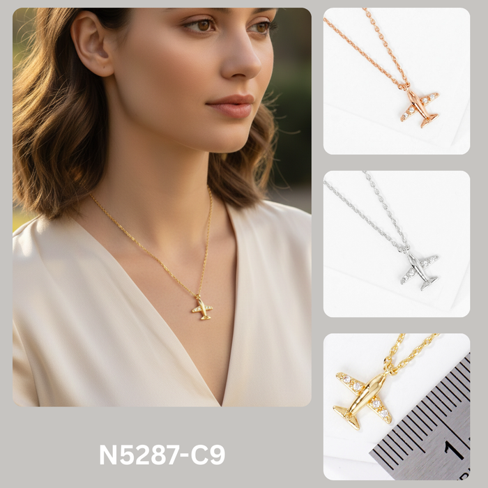 Minimalist Airplane Pendant Necklace
