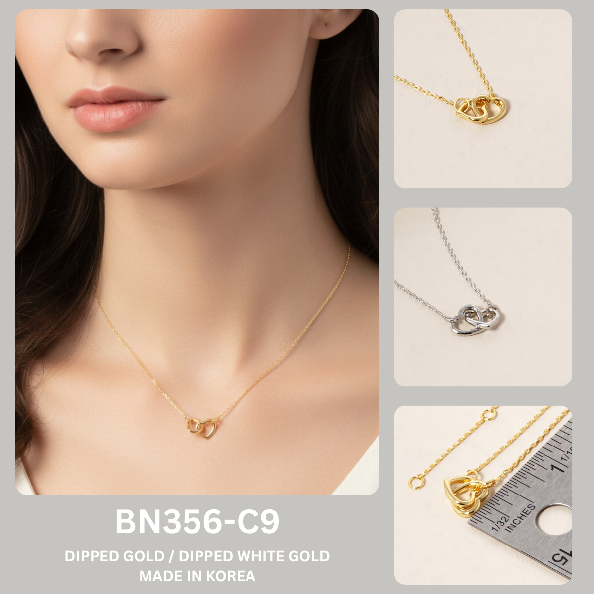 Interlocking Double Heart Pendant Necklace