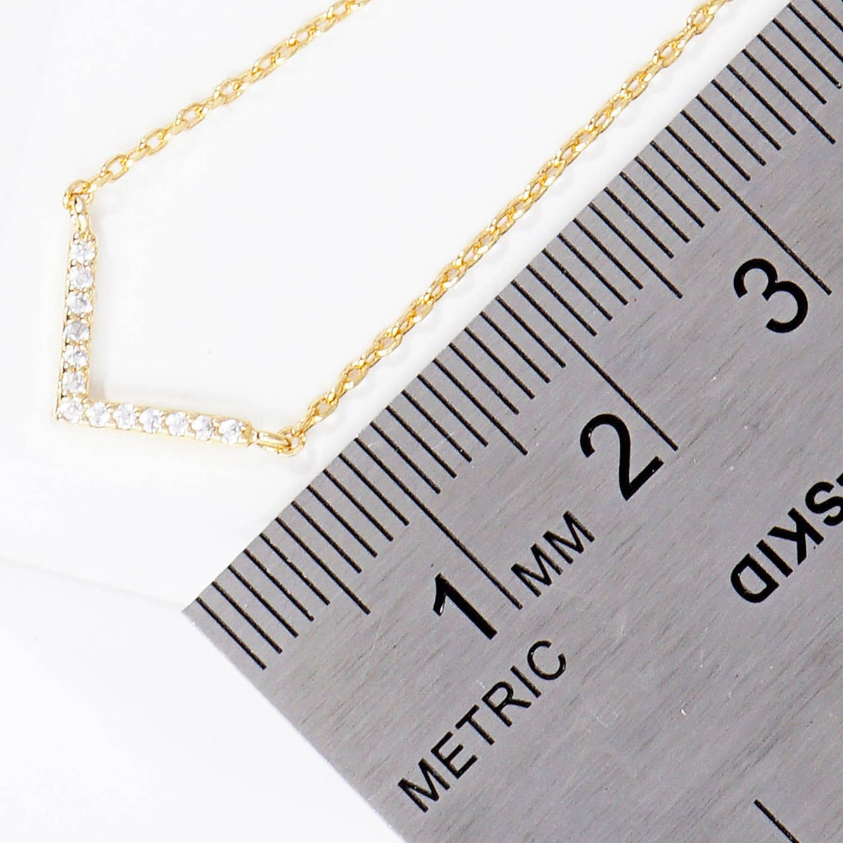 Dainty Pavé V-Bar Necklace