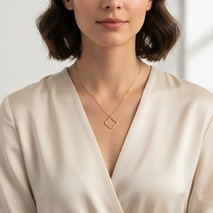 Minimalist Open Clover Pendant Necklace