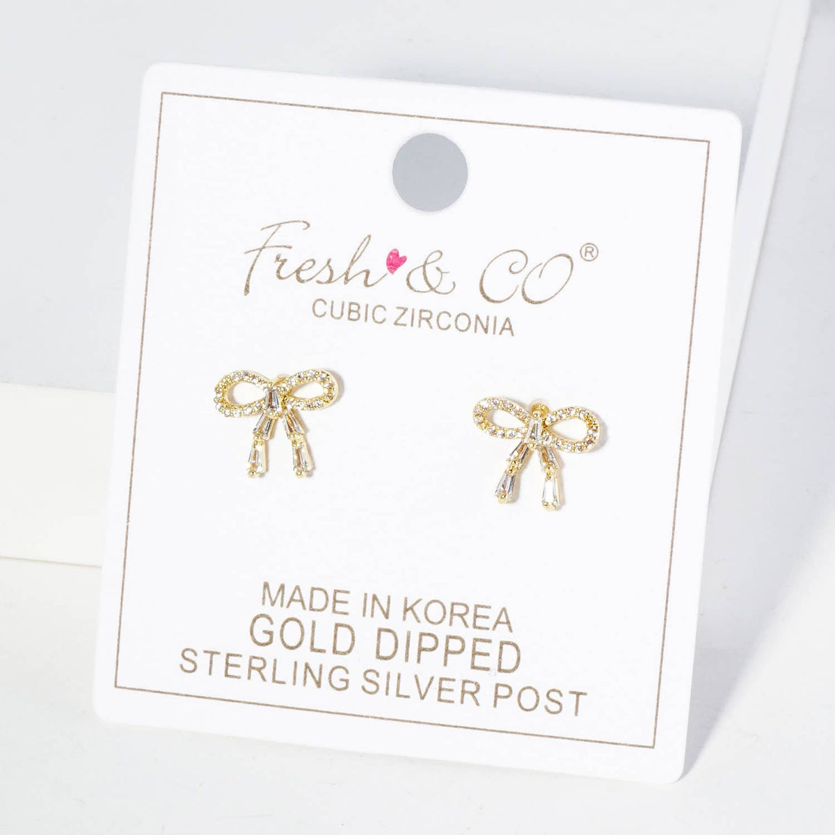 Ribbon Bow Dainty Cubic Zirconia Stud Earrings