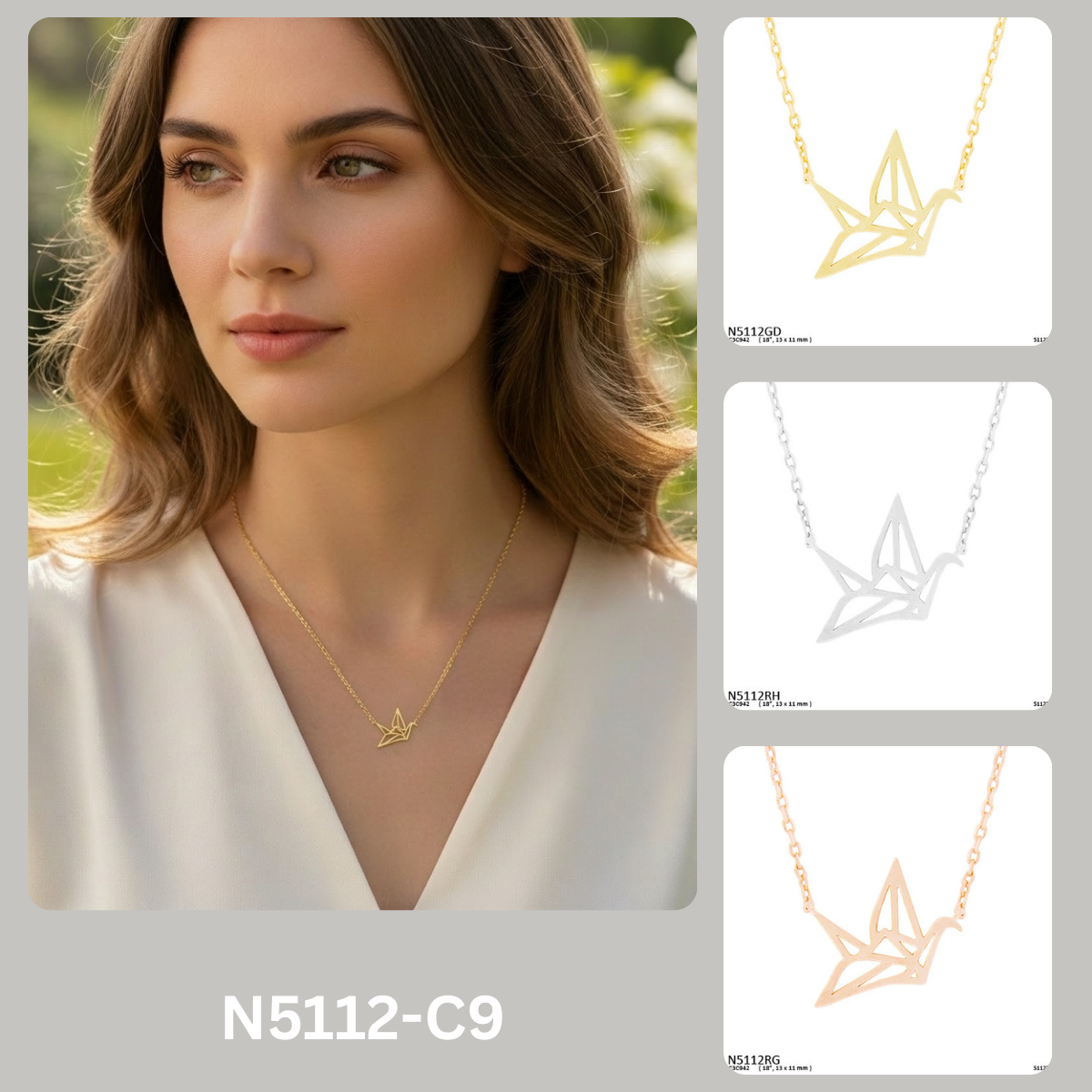 Origami Crane Pendant Necklace