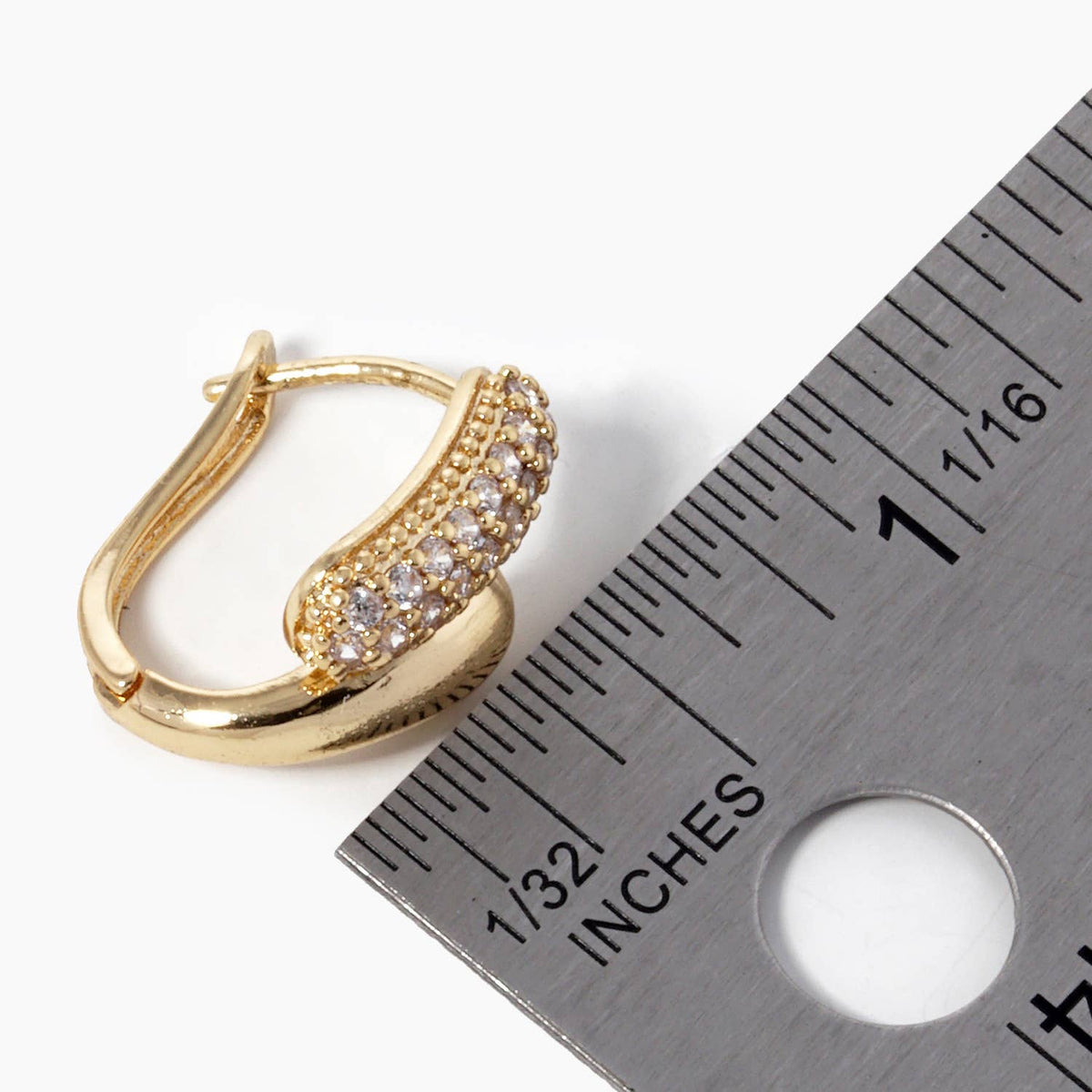 18K Gold Dipped CZ Pave 15mm Huggie Hoop Earrings