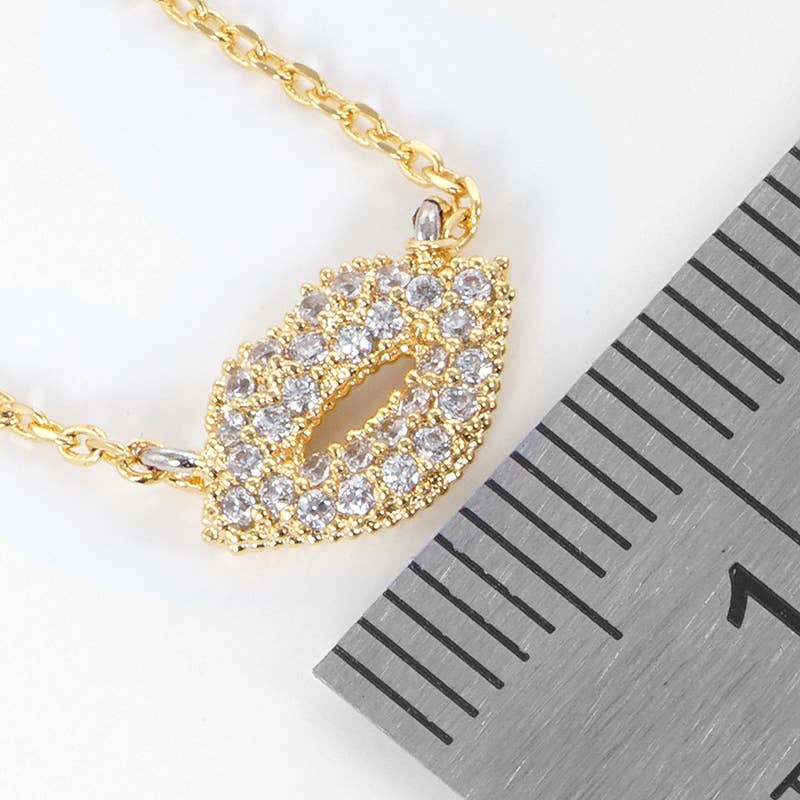 Dazzling Pave Lip Pendant Necklace Collection