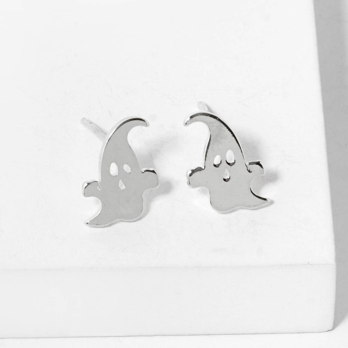 Brass Ghost Sterling Silver Post Halloween Stud Earrings