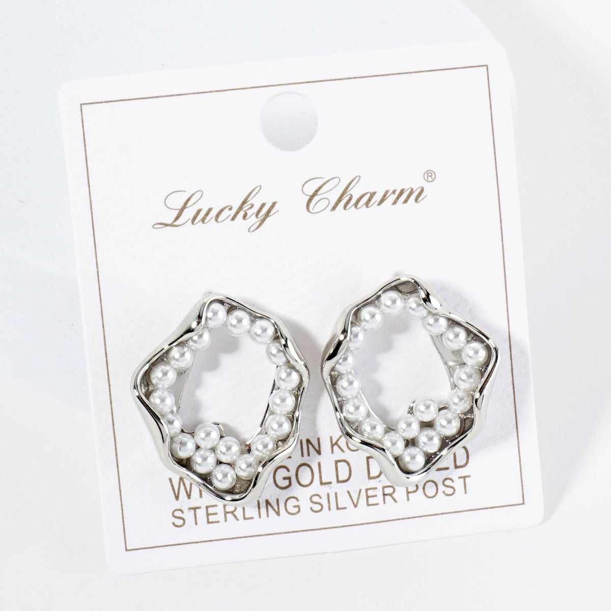 18K Gold Dipped Pearl Beaded Organic Circle Post Earrings