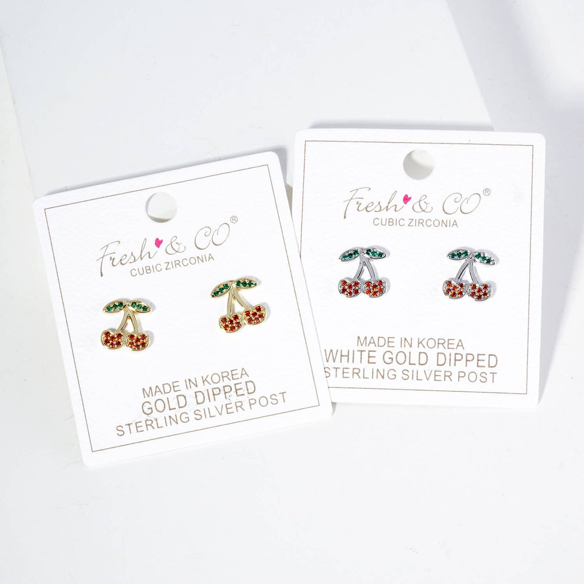 Cubic Zirconia Cherry Stud Earrings