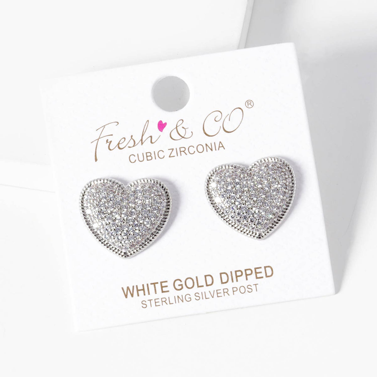 Pave Heart Stud Earrings