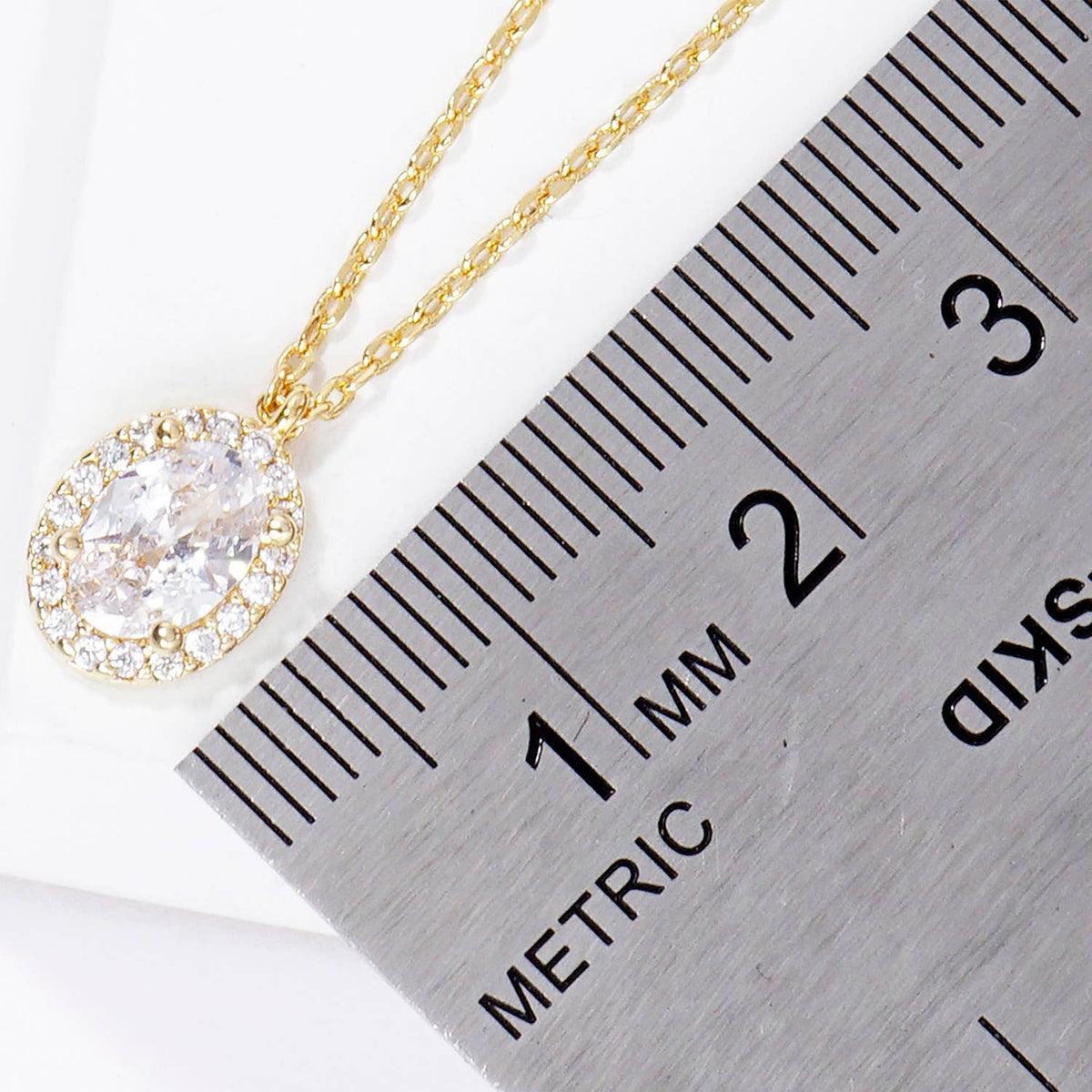 Oval Halo Pendant Necklace