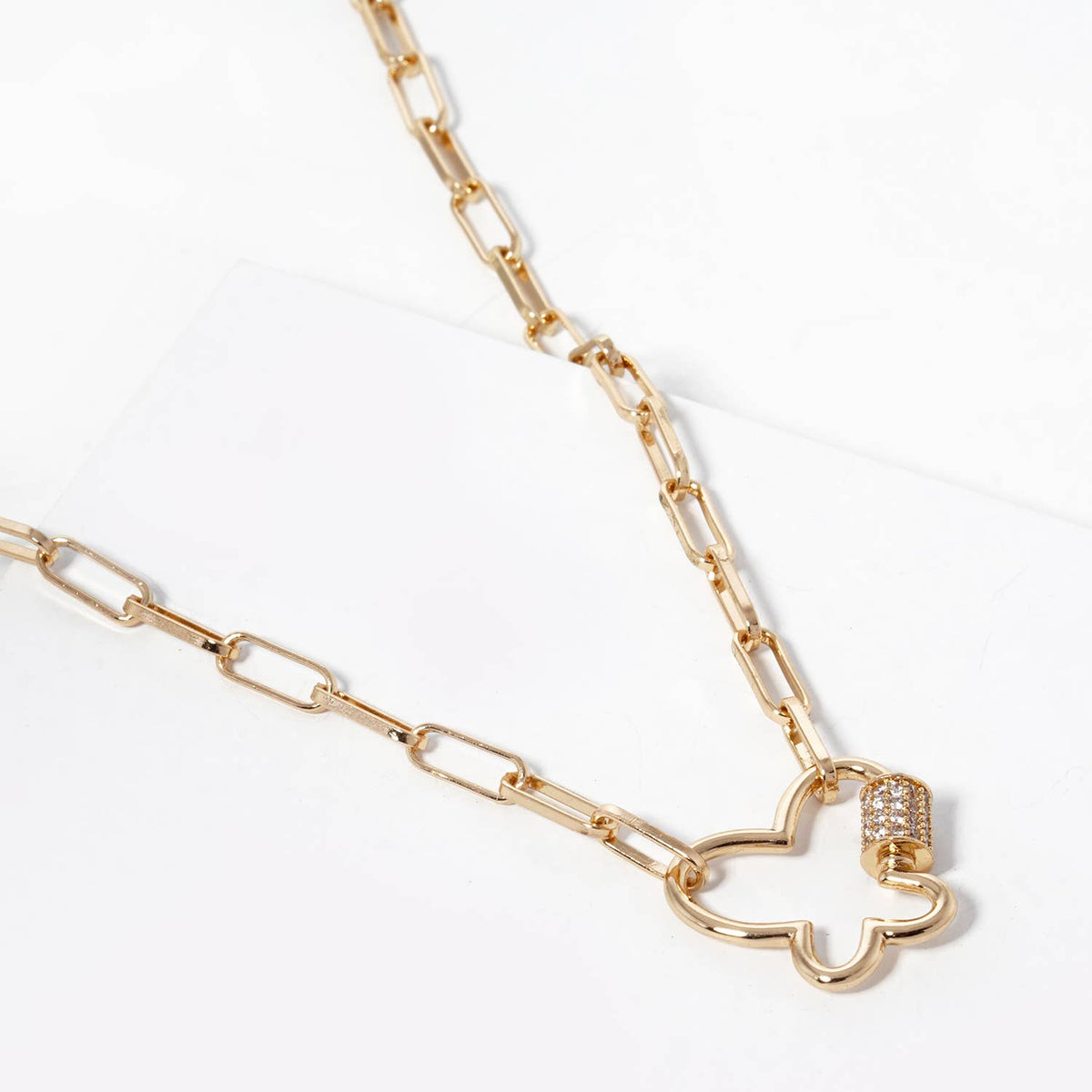 Gold Butterfly Paperclip Necklace