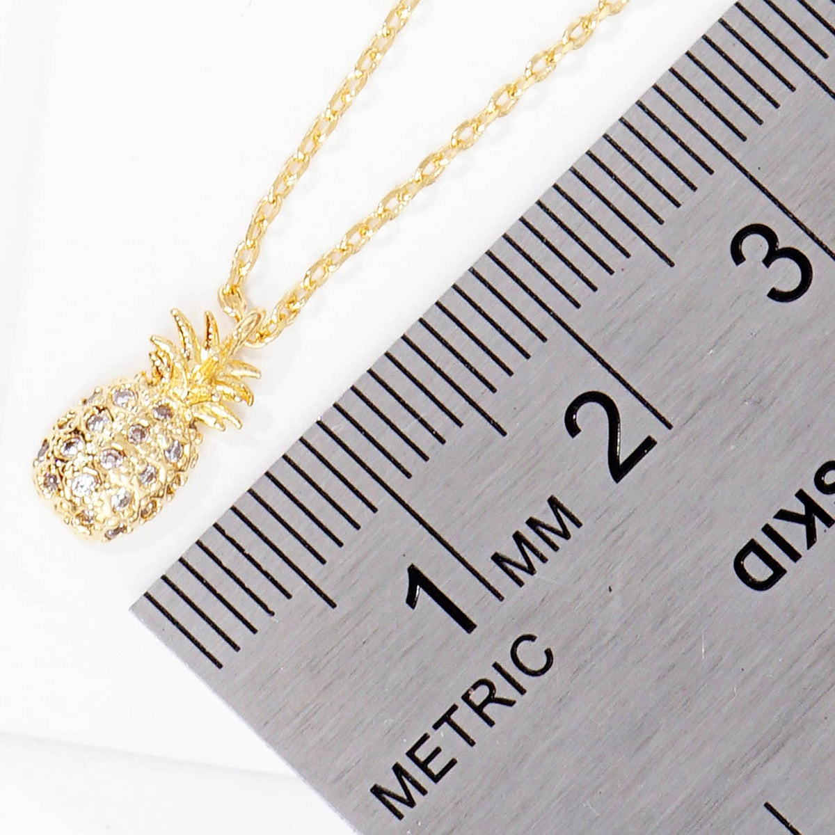 Pave CZ Pineapple Pendant Necklace