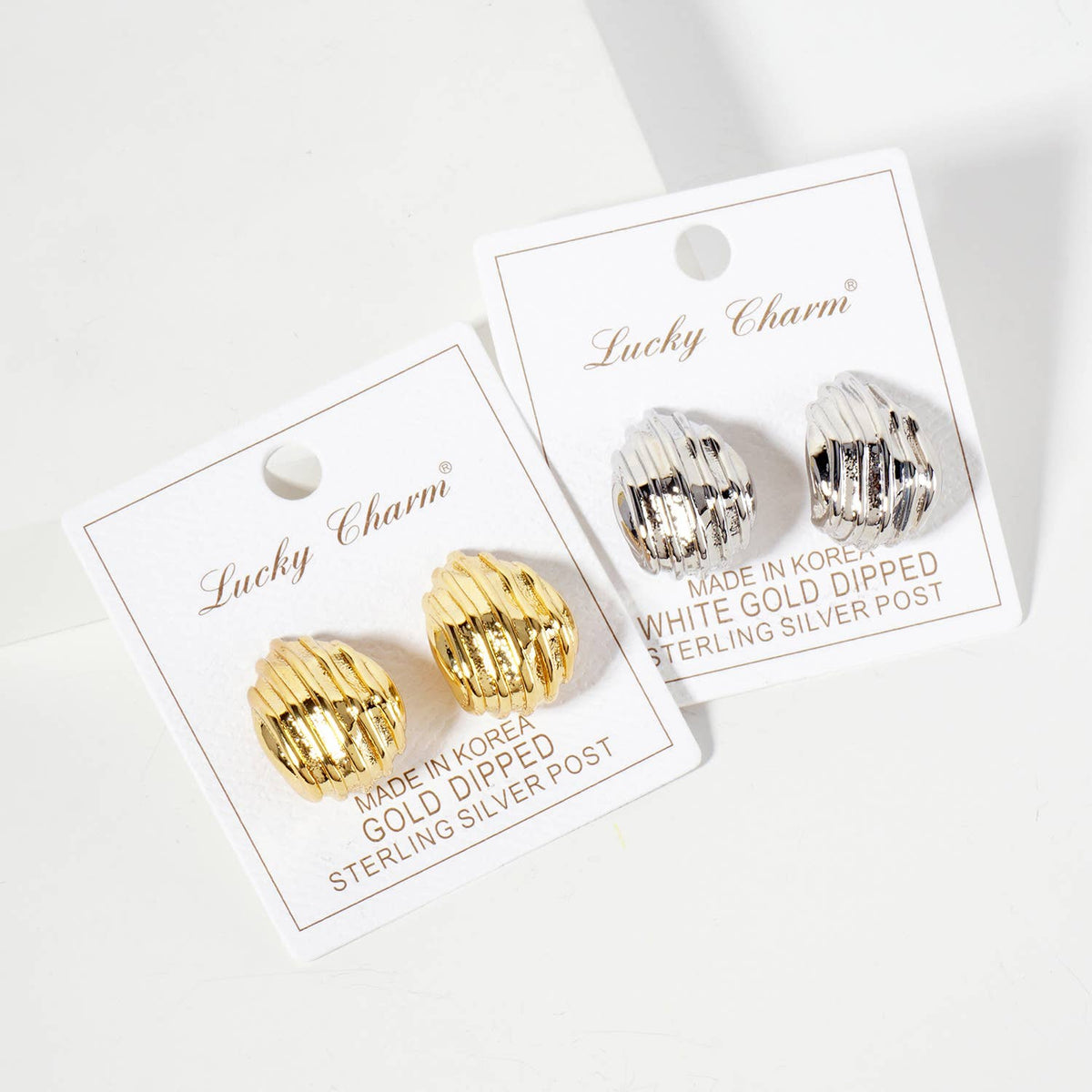 Polished Brass Lined Soft-Curve Teardrop Post Earrings