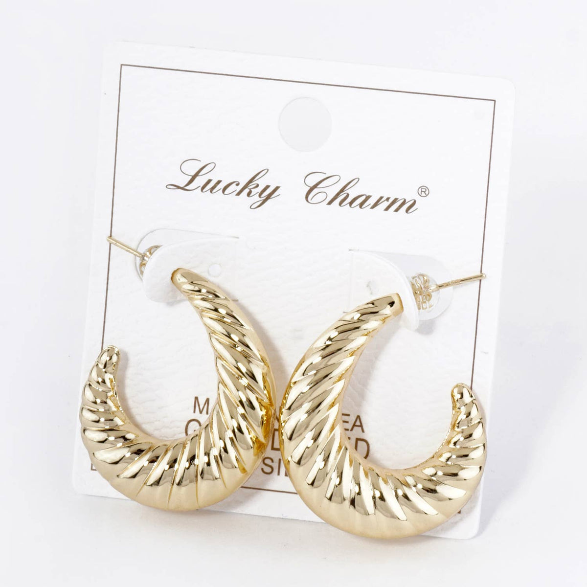 30mm Hollow Croissant Hoop Earrings / 18K Gold Dipped
