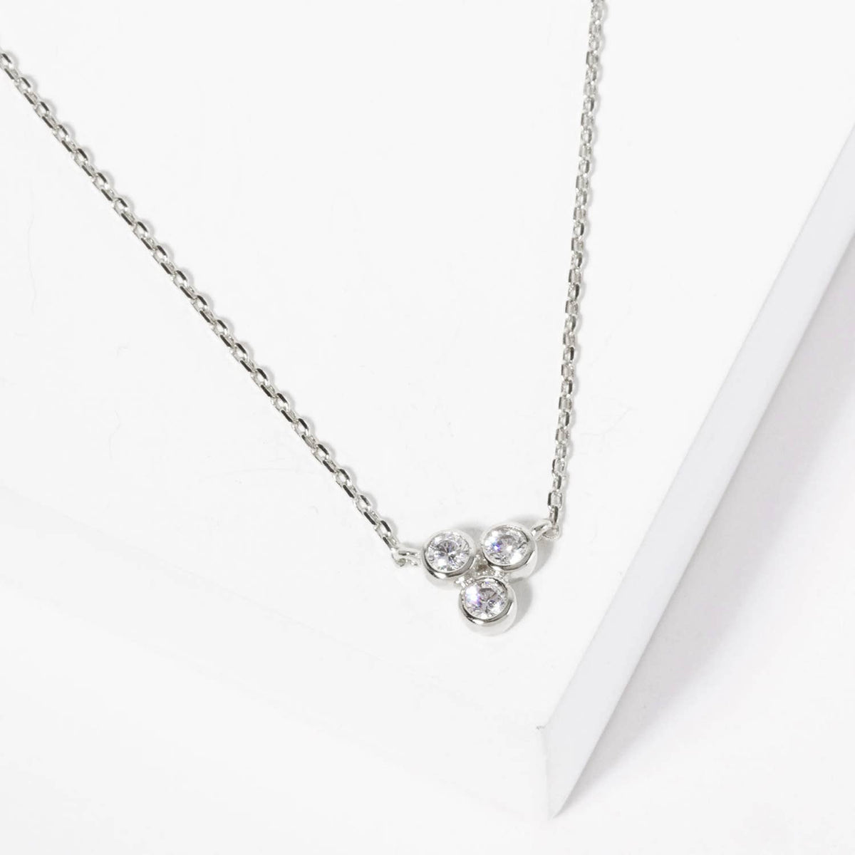 Minimalist Three-Stone Bezel Necklace