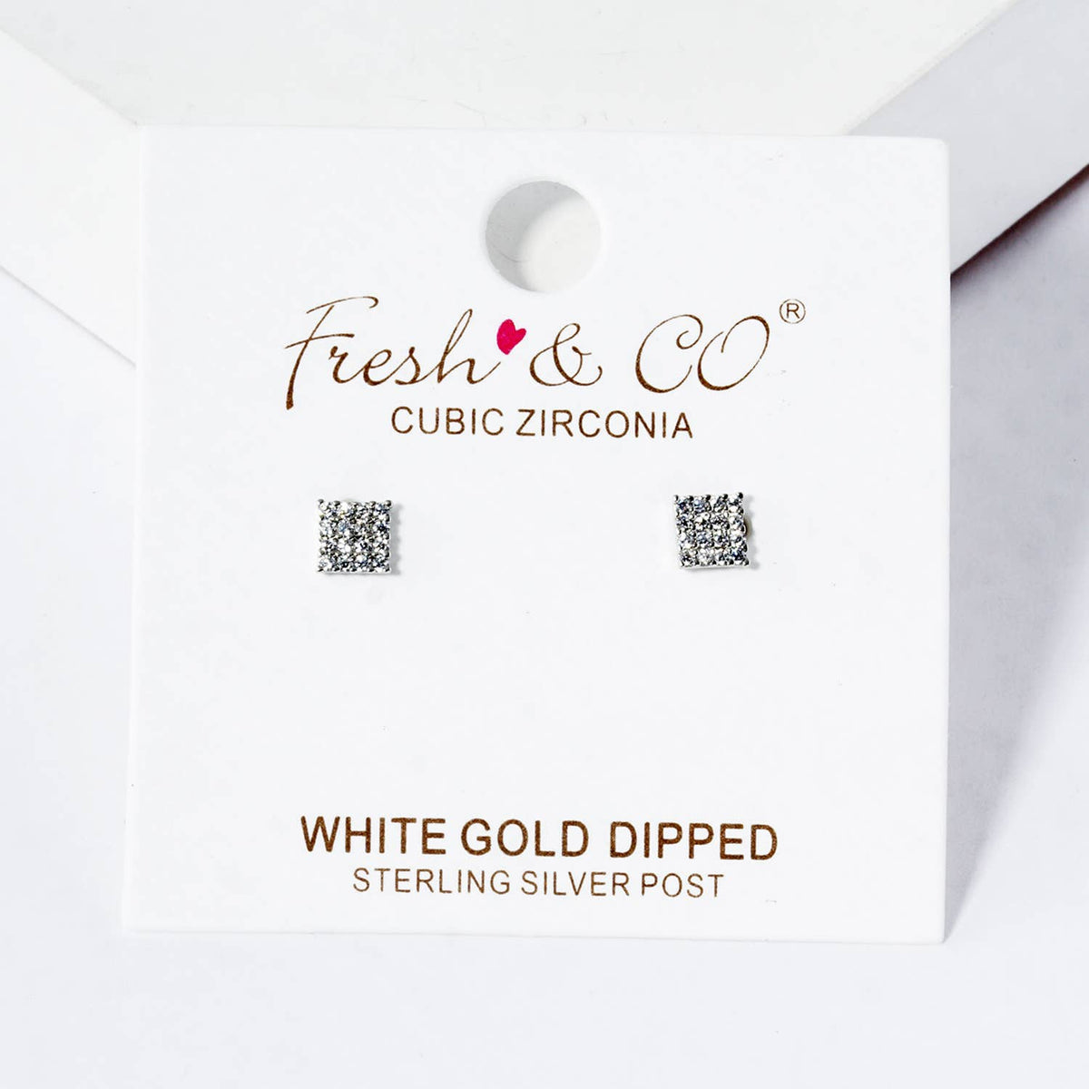 18K Gold Dipped CZ Pave Square Post Stud Earrings