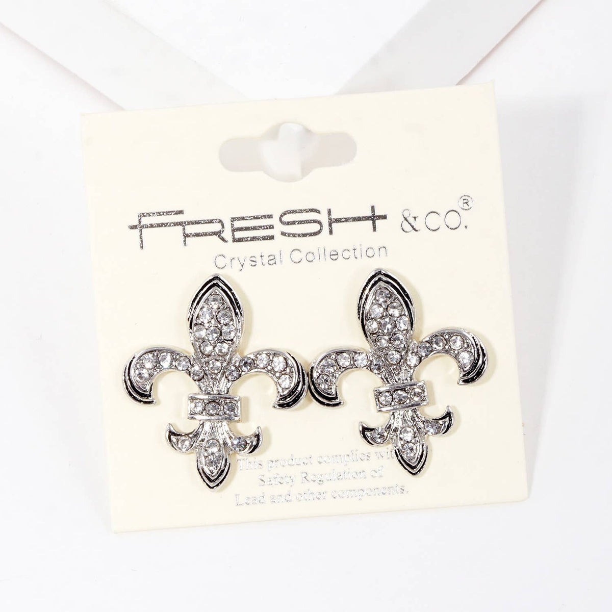 Gold Plated Cubic Fleur De Lis Earrings