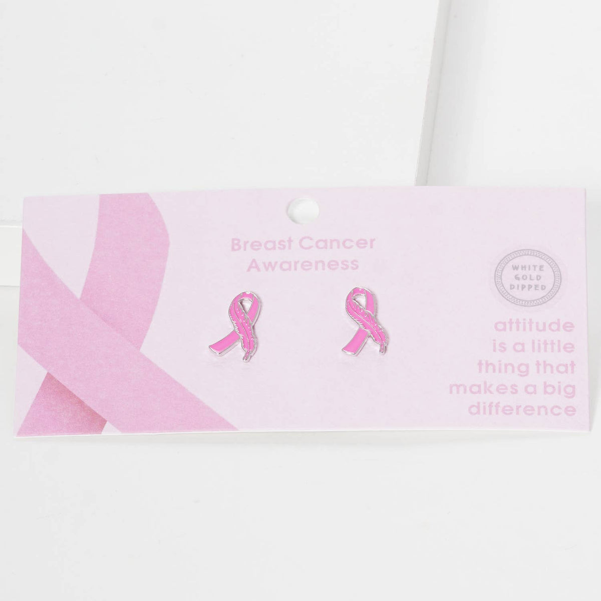 Pink Ribbon Breast Cancer Awareness Stud Earrings