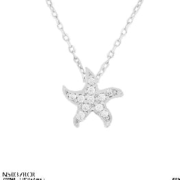 Pave CZ Starfish Pendant Necklace
