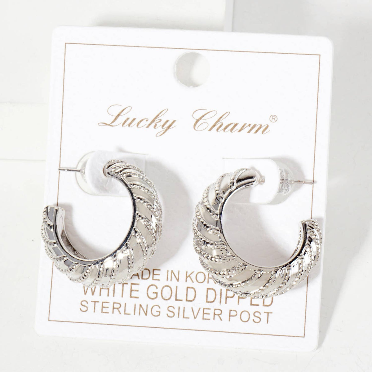 Diagonal Vortex-Textured 25mm Open Hoop Earrings