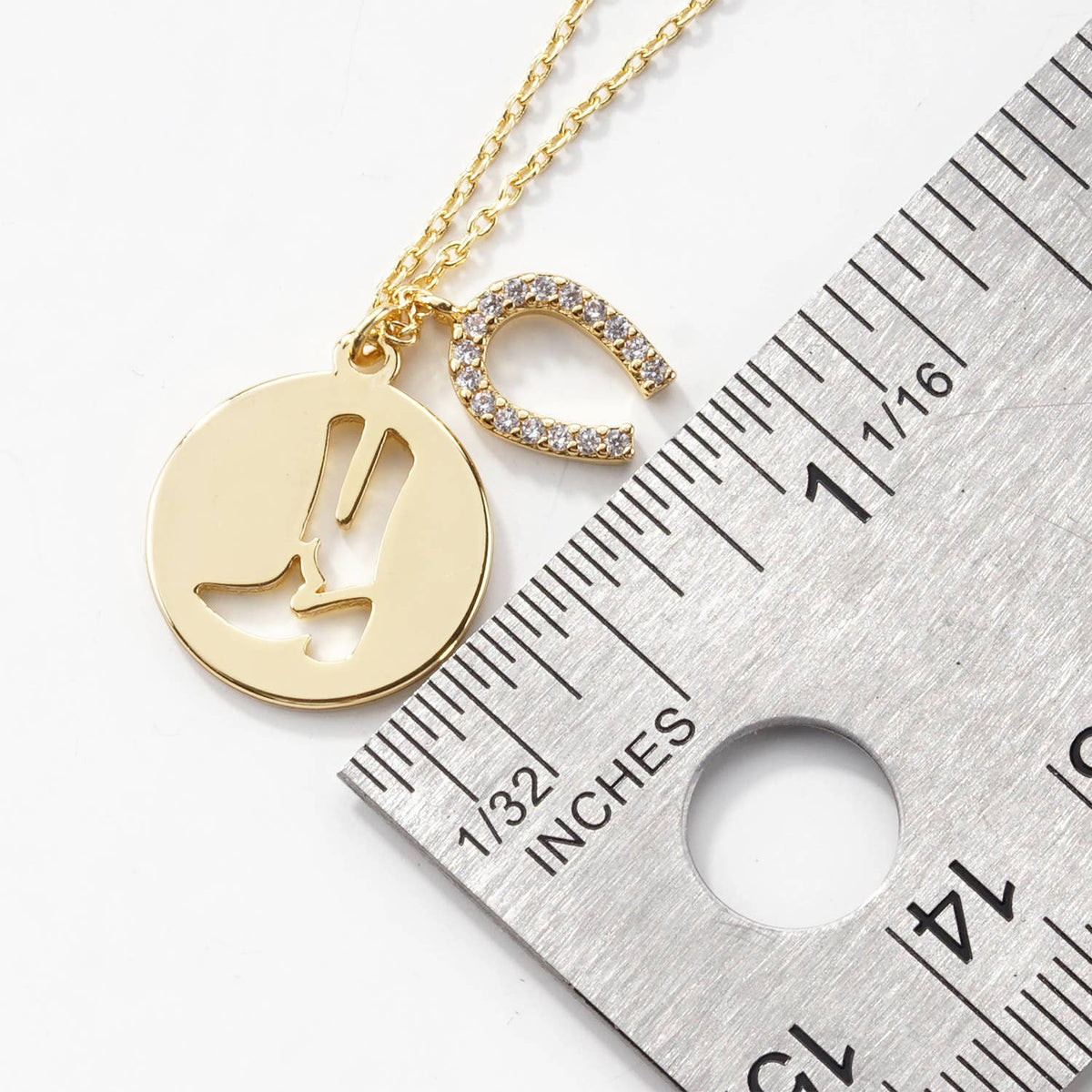 Western Boot & Horseshoe Charm Pendant Necklace
