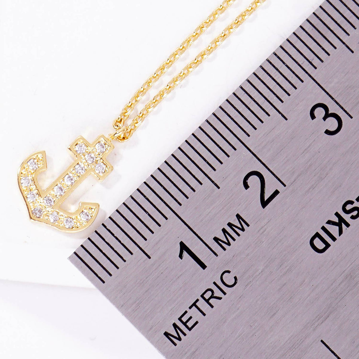 Pave Diamond Anchor Pendant Necklace